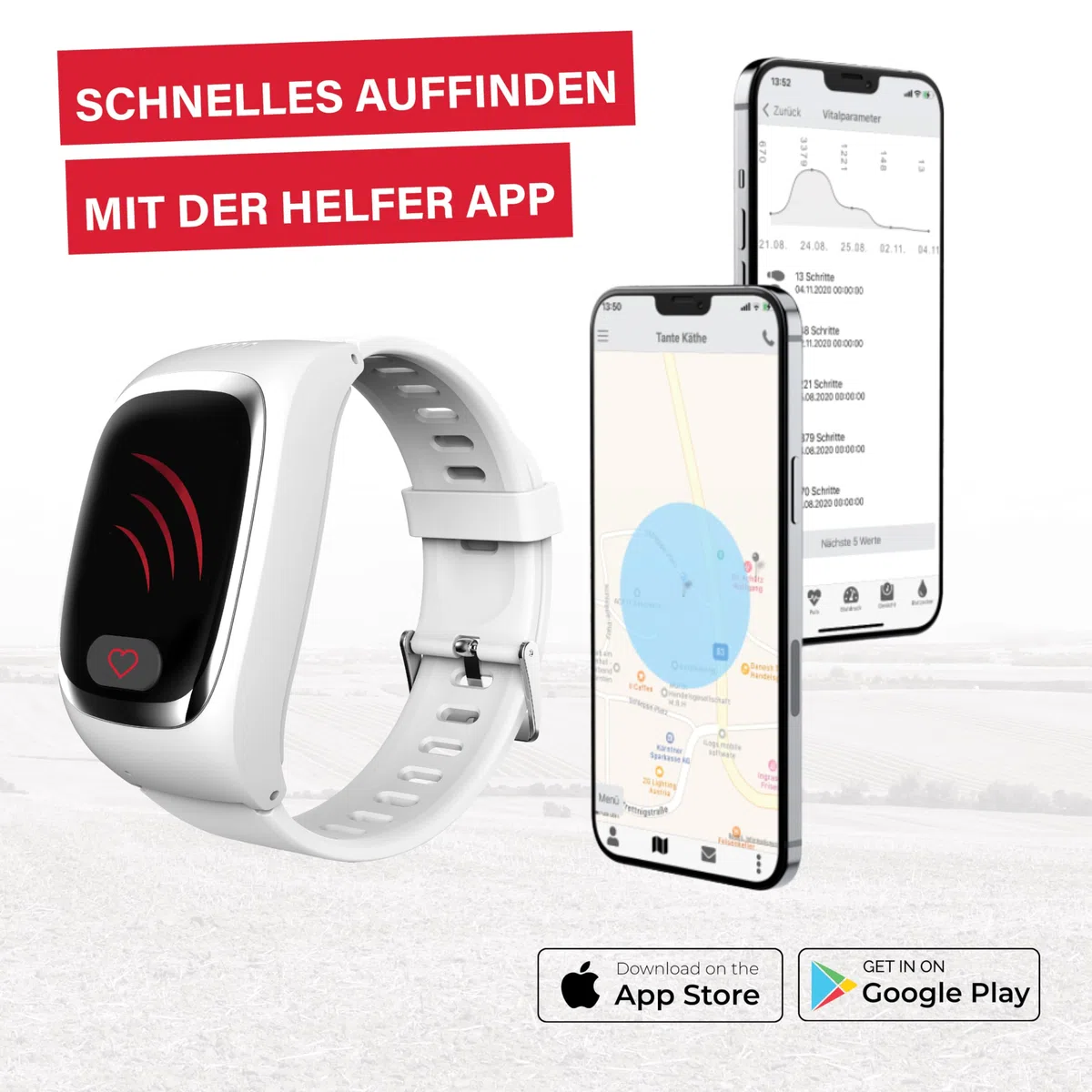James B6 Notruf- & Sicherheitsuhr für Senioren (Weiss) mit GPS, Sturzerkennung, SOS-Knopf, Pulsmessung & Gesundheitsfunktionen, Familien-App, lauter Alarm, inkl. SIM-Karte & 2 Gratis-Monate Tarif