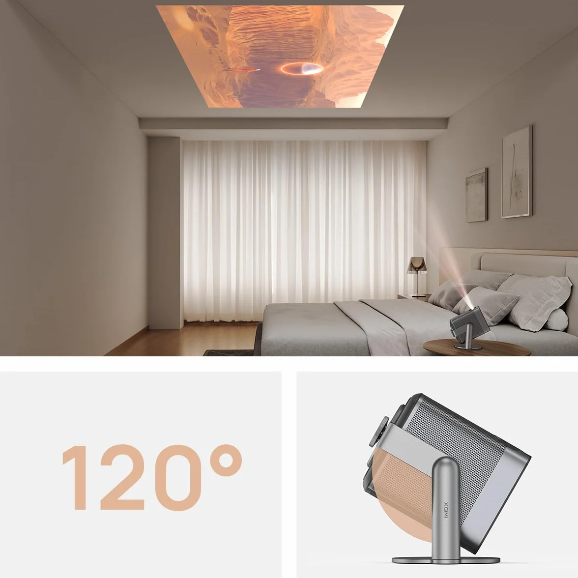 XGIMI Multi-Winkel-Projektionsständer, einstellbare Neigung von 120° für Mini-Projektoren, Projektionsständer für MoGo/Halo Serie, für den Innen- und Außenbereich, Nicht geeignet für Horizon Ultra | 120° Neigung einstellbar, für Mini-Beamer (Indoor/Outdoo