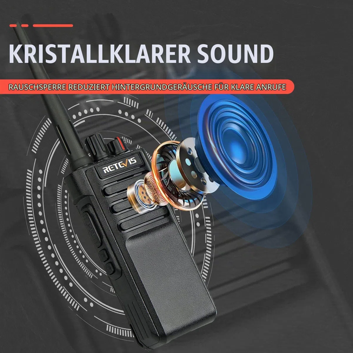 Retevis RT29 Walkie Talkie mit Großer Reichweite, Professional Funkgeräte Wasserdicht IP67, 3200mAh, VOX, 16 Kanäle, Robustes Funkgerät für Baustelle Jagd Farm (Schwarz, 2 Stück)