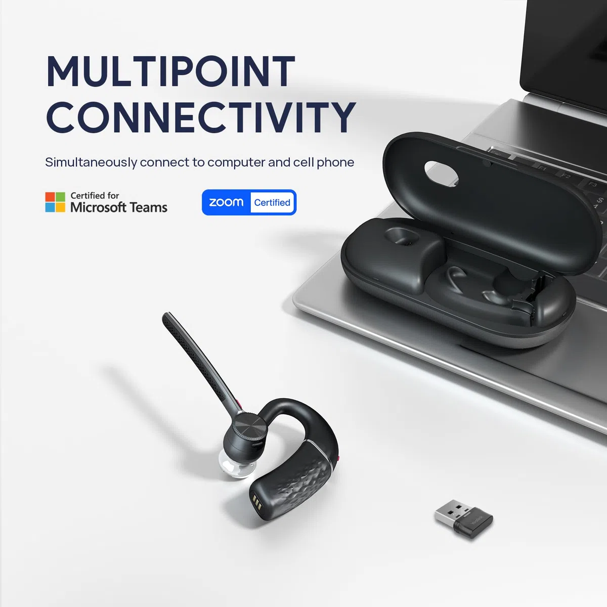 Yealink BH71 Pro Wireless Headset & Ladekoffer,Einohr Bluetooth-Headset mit Mikrofon mit Geräuschunterdrückung,Verbindung zu Handy/Mac/PC über Bluetooth,Funktioniert mit Teams, Zoom