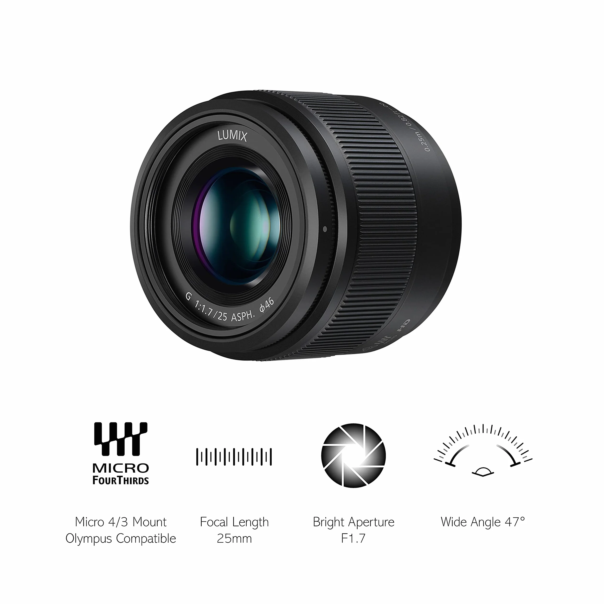 Panasonic Lumix 25 mm F1.7 | H-H025E-K Prime Objektiv, Schwarz — Micro 4/3-Halterung kompatibel Panasonic & Olymp