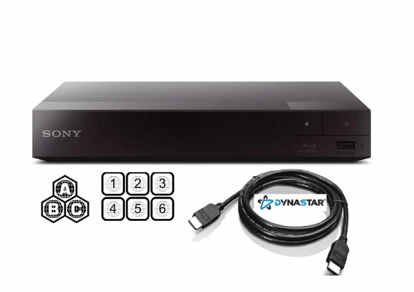 Region Free Blu-Ray Player Compatible with Sony BDP-S1700 Multi Region Code Free | Blu-Ray Regions A, B, C | DVD Regions 0-8 with Dynastar 6FT HDMI Bundle
