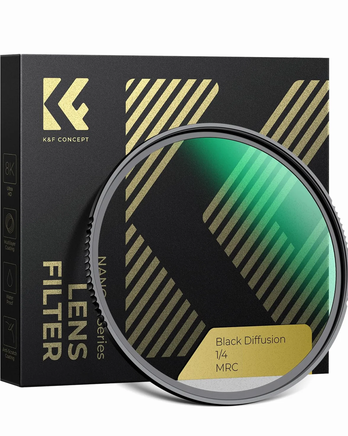 K&F CONCEPT Filter Black-Mist 1/4 Filter 77mm Black Promist 1/4 aus Optisches Glas mit Nano-Beschichtung für Videoaufnahmen/Portraitfotografie (Nano-Xcel)