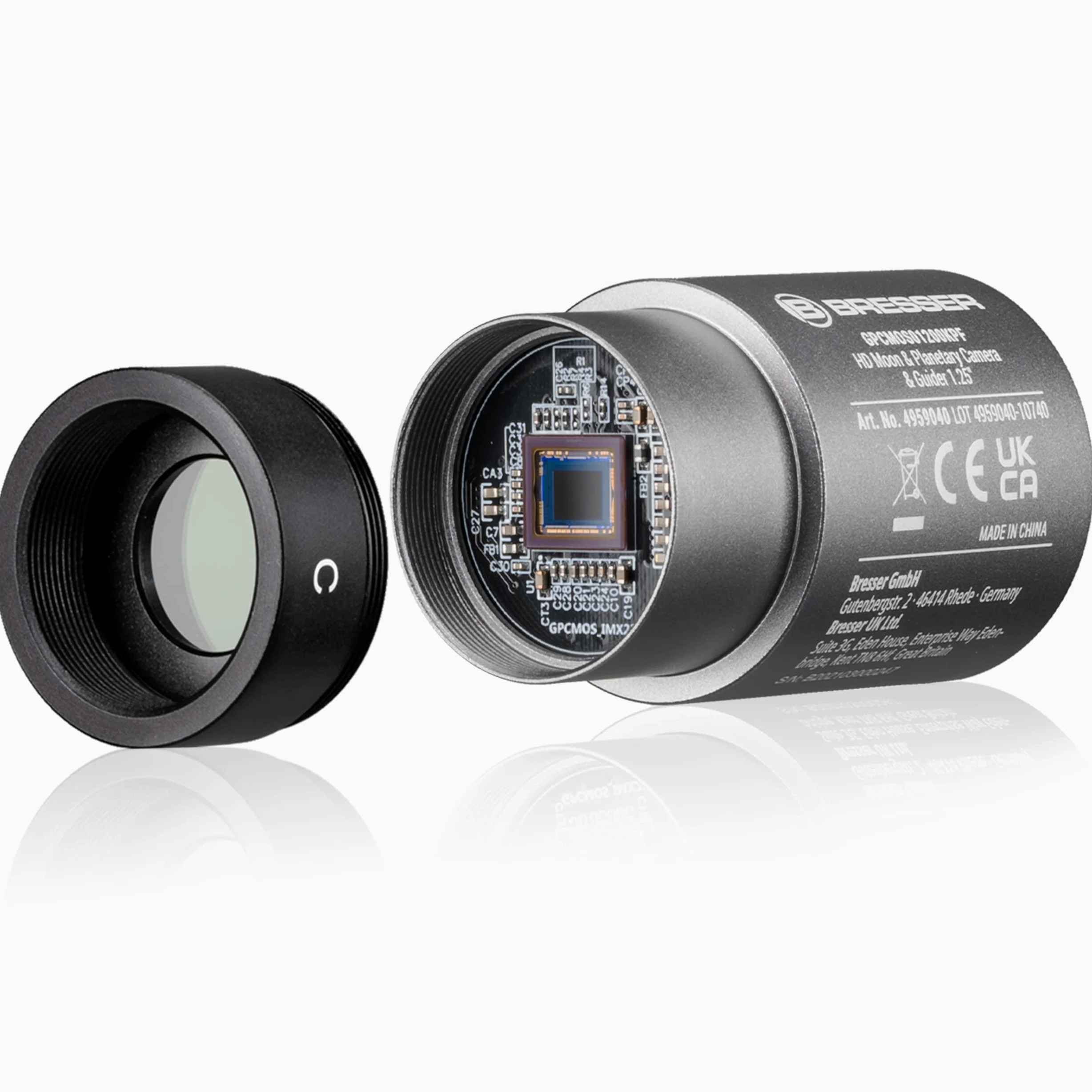 Bresser HD Mond & Planeten Kamera & Guider 1.25" - Astrofoto-Farbkamera & Autoguider für Teleskop Nachführung, Sony IMX225 Sensor