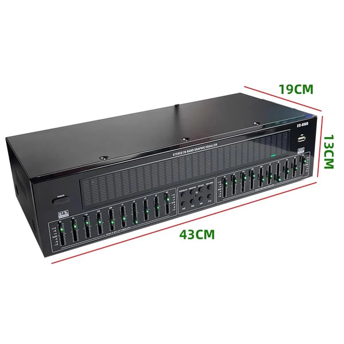 31-Band Grafik Equalizer Digital Equalizer mit Bluetooth 5.4 Optisch-Koaxiale Audio-Decodierung 12 Rhythmusmuster für Heimkino KTV Tonstudio DJ Schwarz