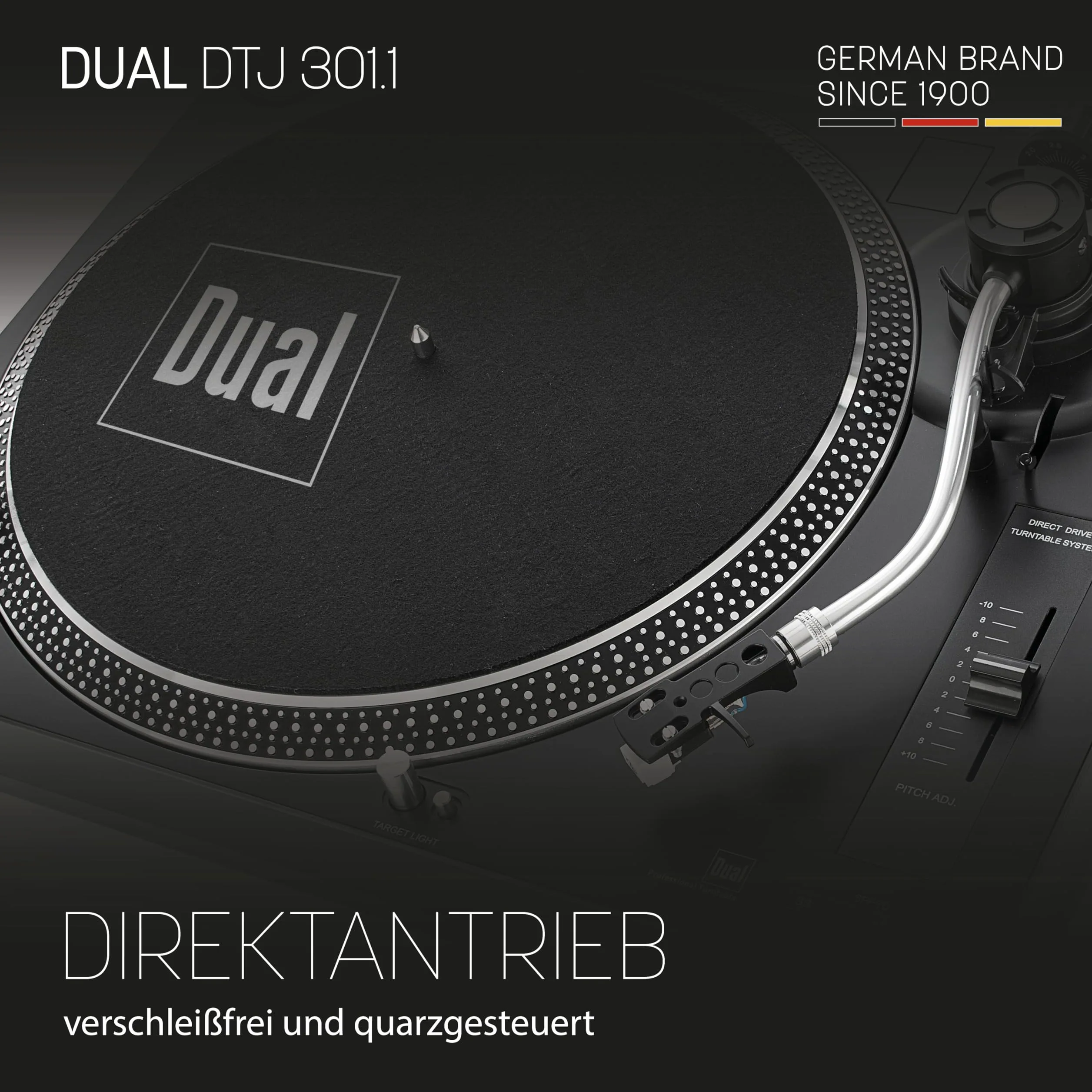 Dual DTJ 301.1 USB DJ-Plattenspieler (33/45 U/min, Pitch-Control, Magnet-Tonabnehmer-System, Nadelbeleuchtung, USB Kabel) schwarz