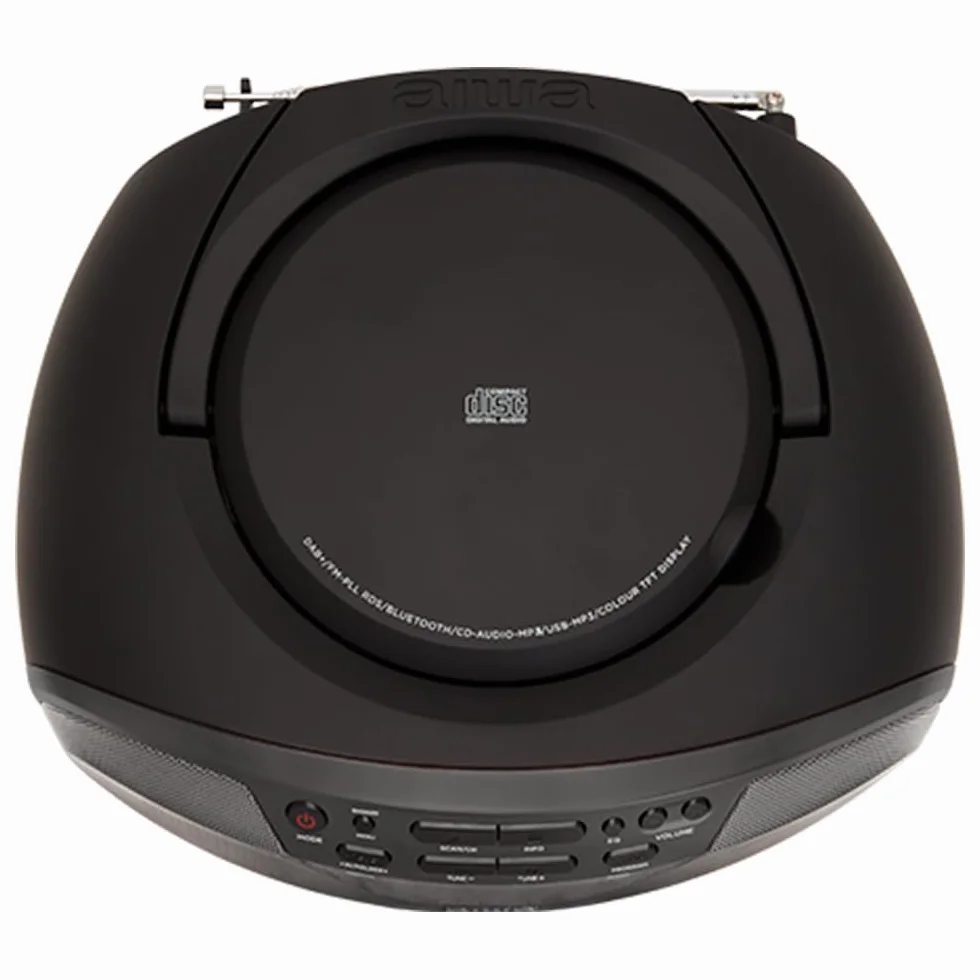Aiwa BBTU-500DAB/BK Tragbares DAB+ CD-Radio mit 2.4" Farbdisplay Bluetooth 5.0, USB, CD/CDR/RW/MP3, Dab+, Farbe: schwarz
