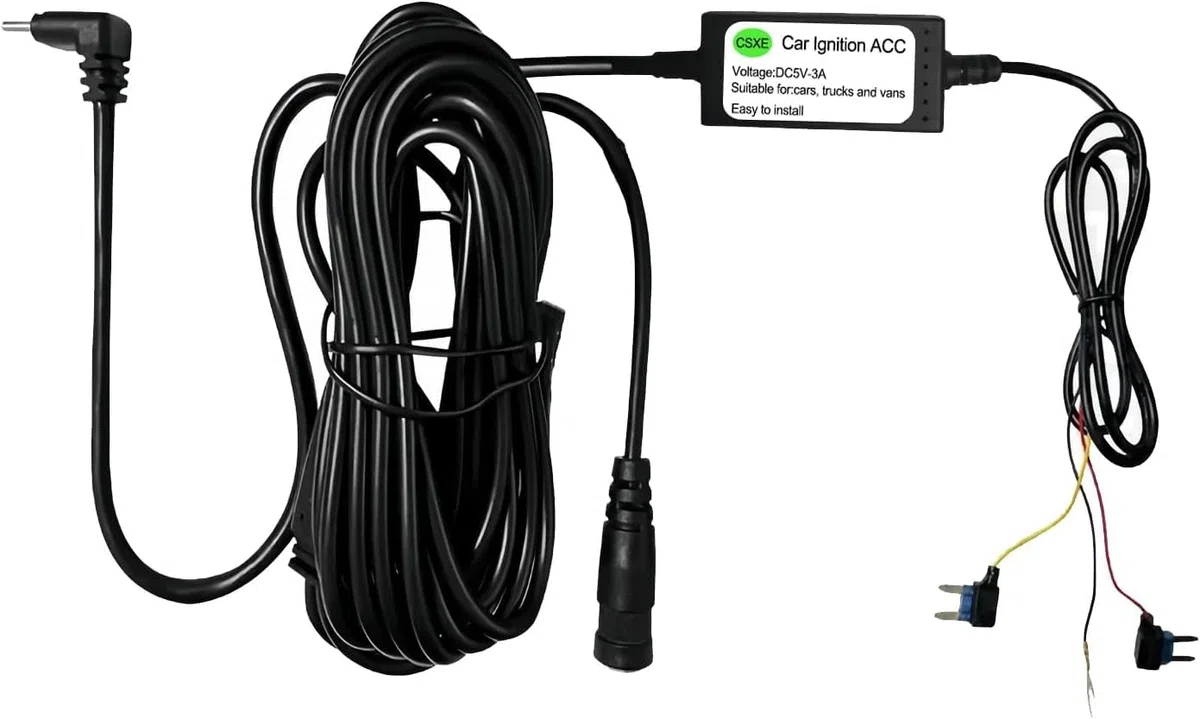 Typ-C-Hardwire-Kit für 3-K-Spiegel-Dashcams, DC 5 V, 3 A, Auto-Armaturenbrett-Step-Down-Kabel, inklusive Sicherungshähnen und Installationswerkzeugen, 3,4 m