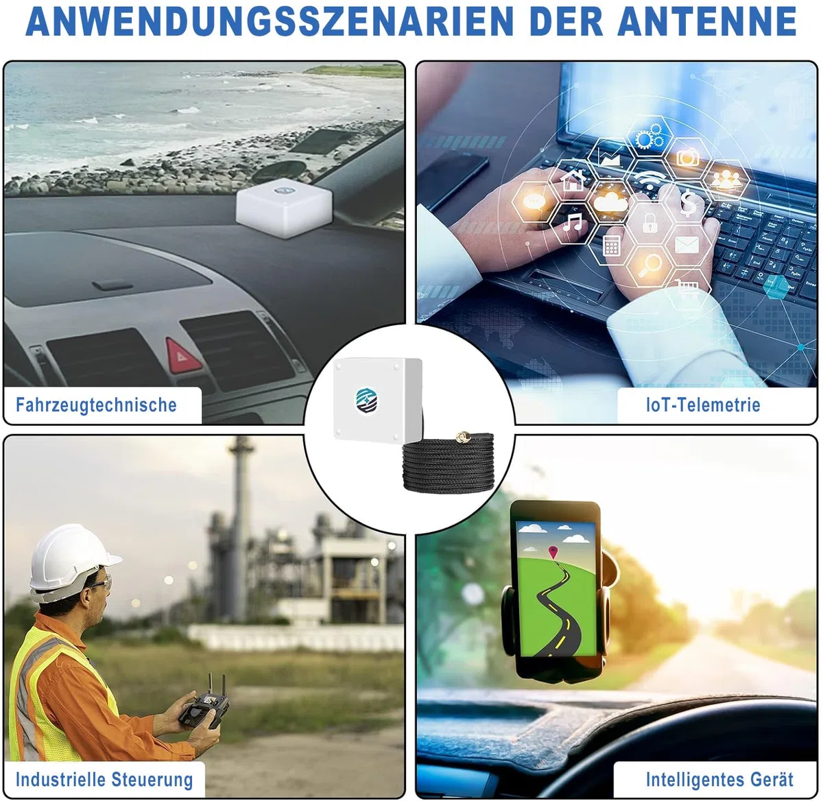 Maswell GNSS GPS-Antenne SMA-Stecker, GPS GLONASS BEIDOU GAILEO L1-Band 1561–1602 MHz, Schraube und -Klebehalterung, IP67 wasserdichtes, UV-stabilisiertes Nylon-Umflechtungskabel