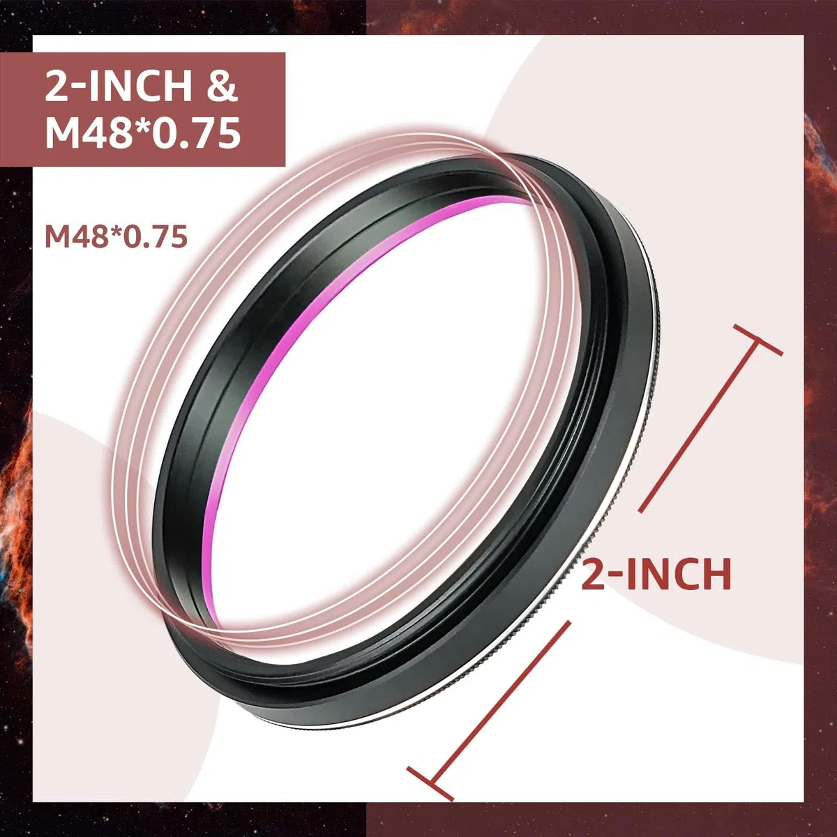 SVBONY SV220 Teleskopfilter, 5,1 cm Dualband-Nebelfilter, H-Alpha und O-III Schmalbandfilter für One-Shot-Farbkameras, Lichtverschmutzungsfilter für Astrofotografie