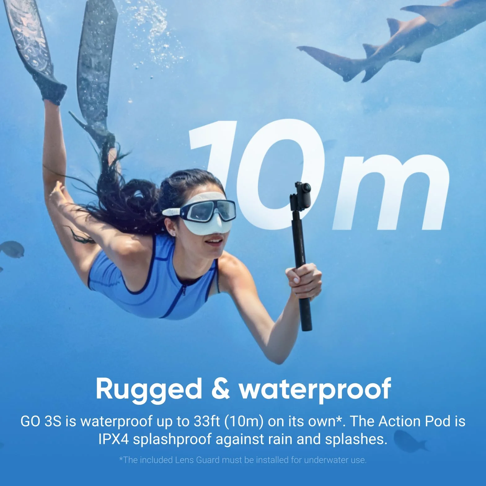 Insta360 GO 3S 64 GB Nachtschwarz - Tragbare 4K Mini-Kamera, Freihand-POVs, Überall anbringbar, Stabilisierung, 140 min Akku, 10 m wasserdicht, KI-Bearbeitung, Apple Find My, für Vlogs