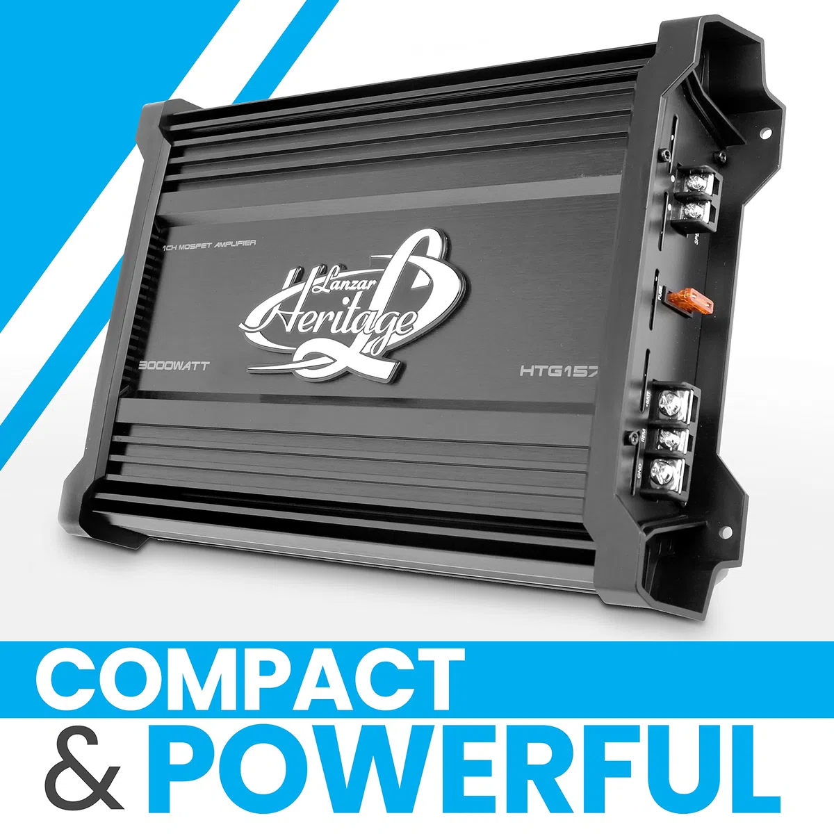 LANZAR 3000 Watt 2 Ohm Stabiler Monoblock-Mosfet-Verstärker Hochleistungs-Auto-Audio-Verstärker mit elektronischem Crossover-Netzwerk, Bass-Boost-Schaltung, Tiefpass-Filtersteuerung und