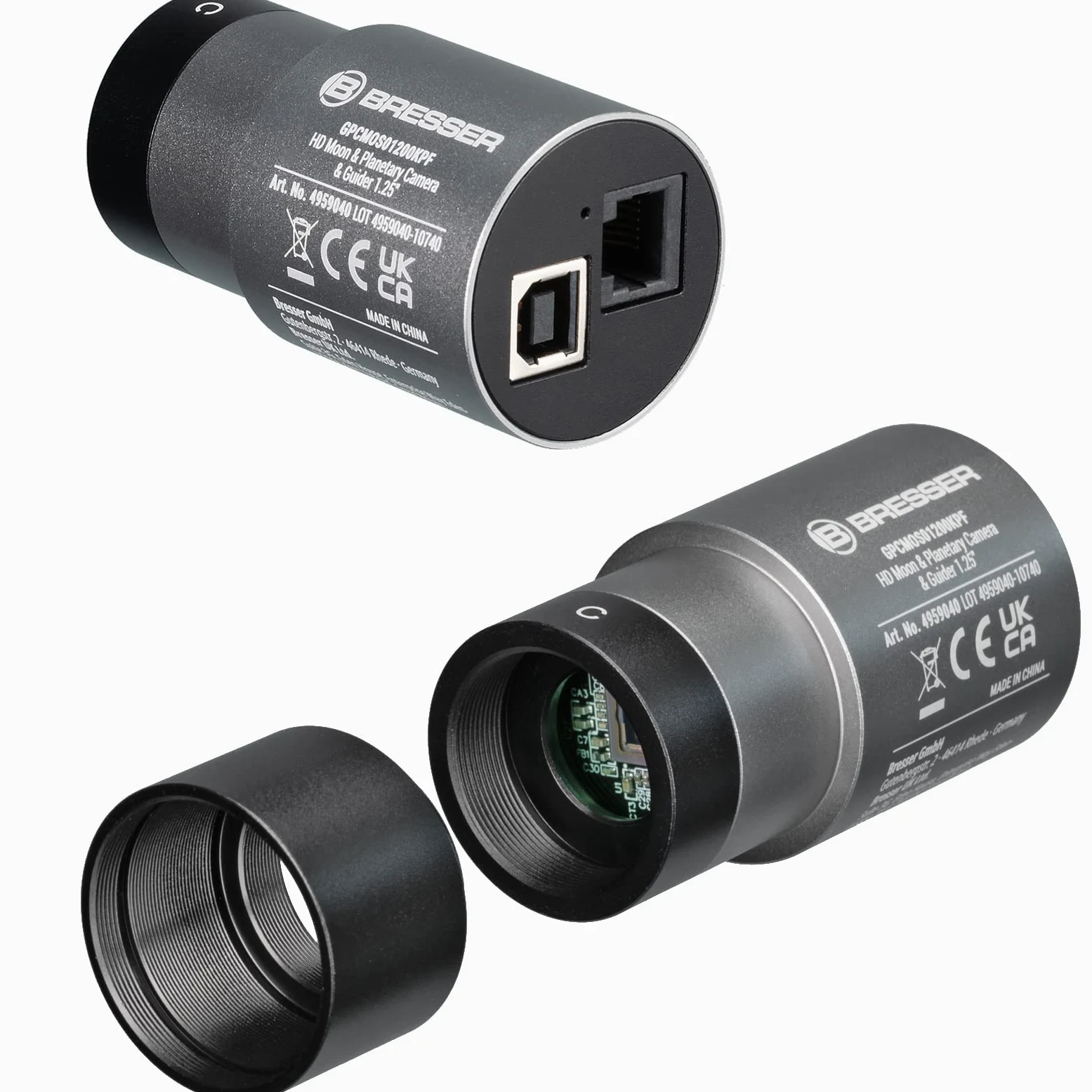Bresser HD Mond & Planeten Kamera & Guider 1.25" - Astrofoto-Farbkamera & Autoguider für Teleskop Nachführung, Sony IMX225 Sensor