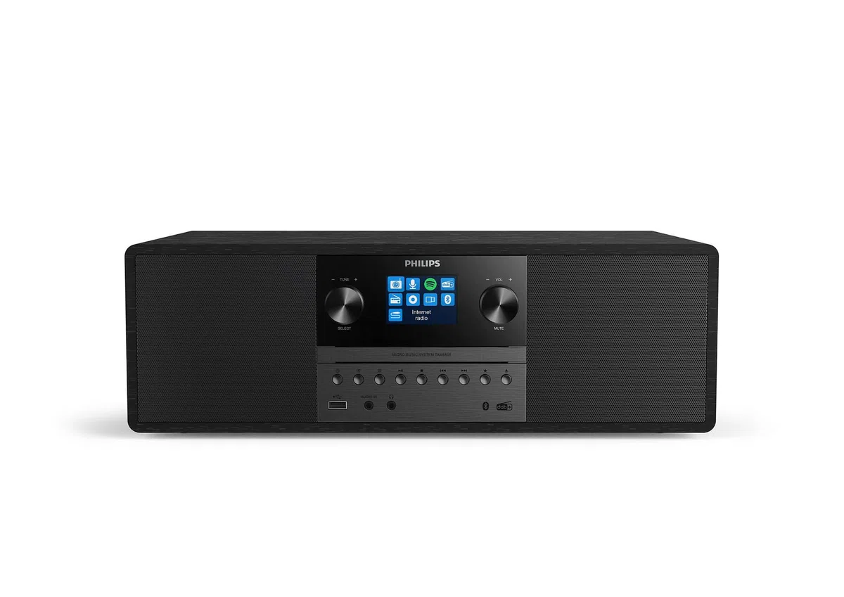 Philips Mikro-Musiksystem TAM6805 50W All-in-One mit Internetradio, Bluetooth, Spotify Connect, USB, CD-Player, DAB+, FM, Bassreflex-Lautsprecher – Kompaktes Audiosystem für Zuhause, Büro oder Küche
