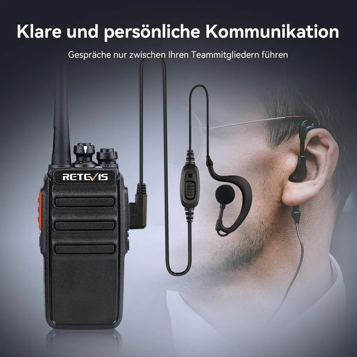Retevis RT24 Plus Funkgerät Set, Walkie Talkie PMR Lizenzfrei Profi, 16 Kanäle Wiederauflabar USB Ladeschale,Walkie Talkie 10er Set mit Headset für Schule,Transport(10 STK, Schwarz)