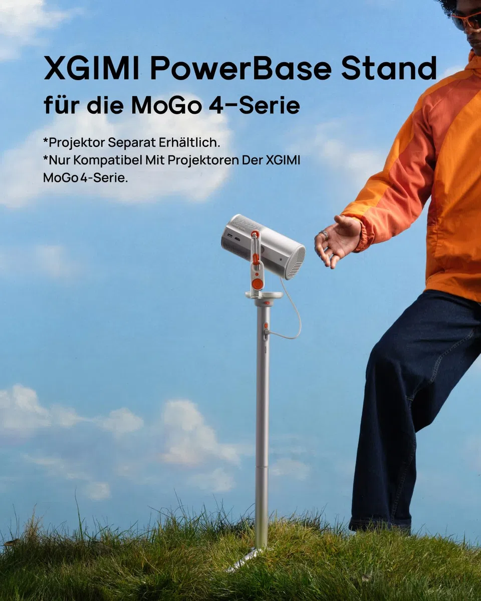 XGIMI PowerBase Standfuß, 2-in-1 Beamer Stativ & Powerbank für MoGo 4 | 5h Video-Akkulaufzeit, 12h Musik, schnelle Befestigung, leicht & tragbar für MoGo 4