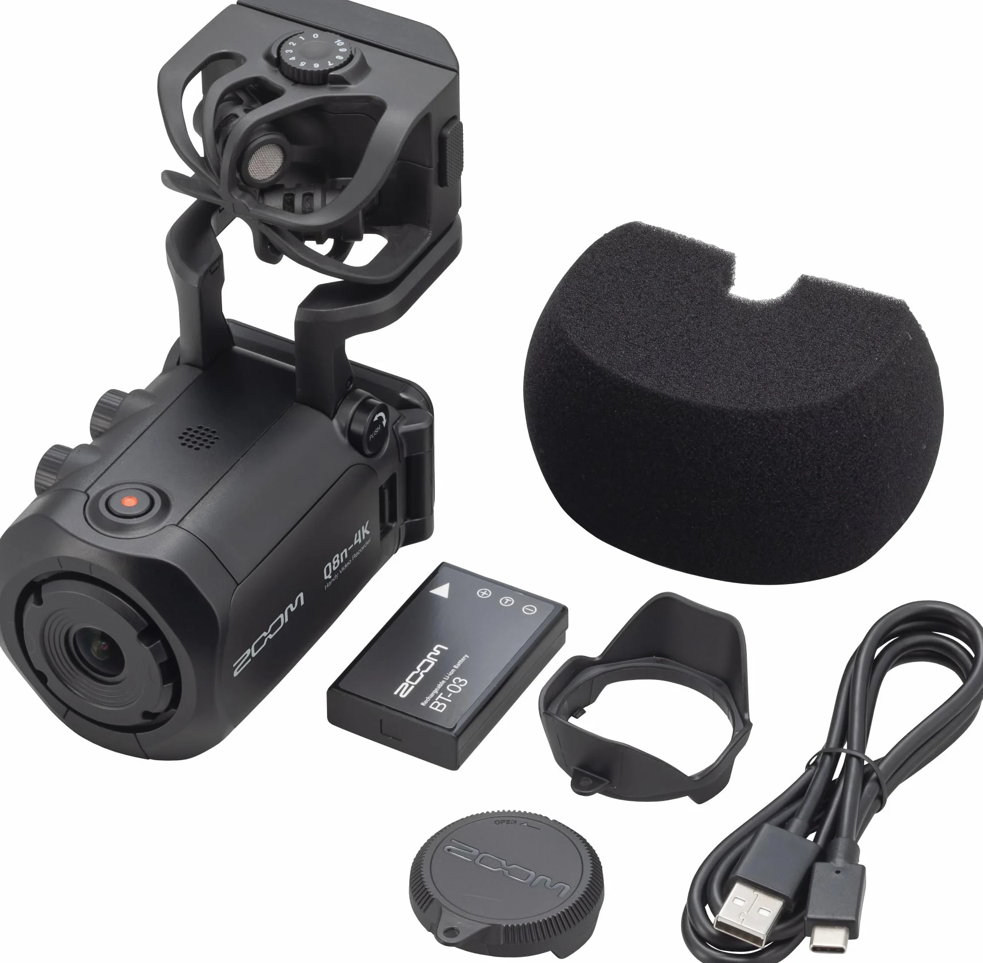 ZOOM Q8n-4k Video Handy Recorder, 4k UHD Camcorder mit 4-Spur Audio, XLR/Line, professionelles Bild und Ton für Film, Musik, Live-Streaming, kreative Inhalte, schwarz