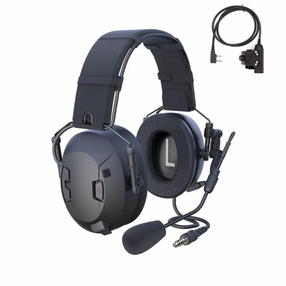 Walkie-Talkie-Elektronik-Ohrenschützer, Comms PTT Gehörschutz, Geräuschreduzierung, bequemes Headset, Funkkommunikation, Kopfhörer für Airsoft, Schießen, Paintball, MilSim, UTV-Starter für UV5R