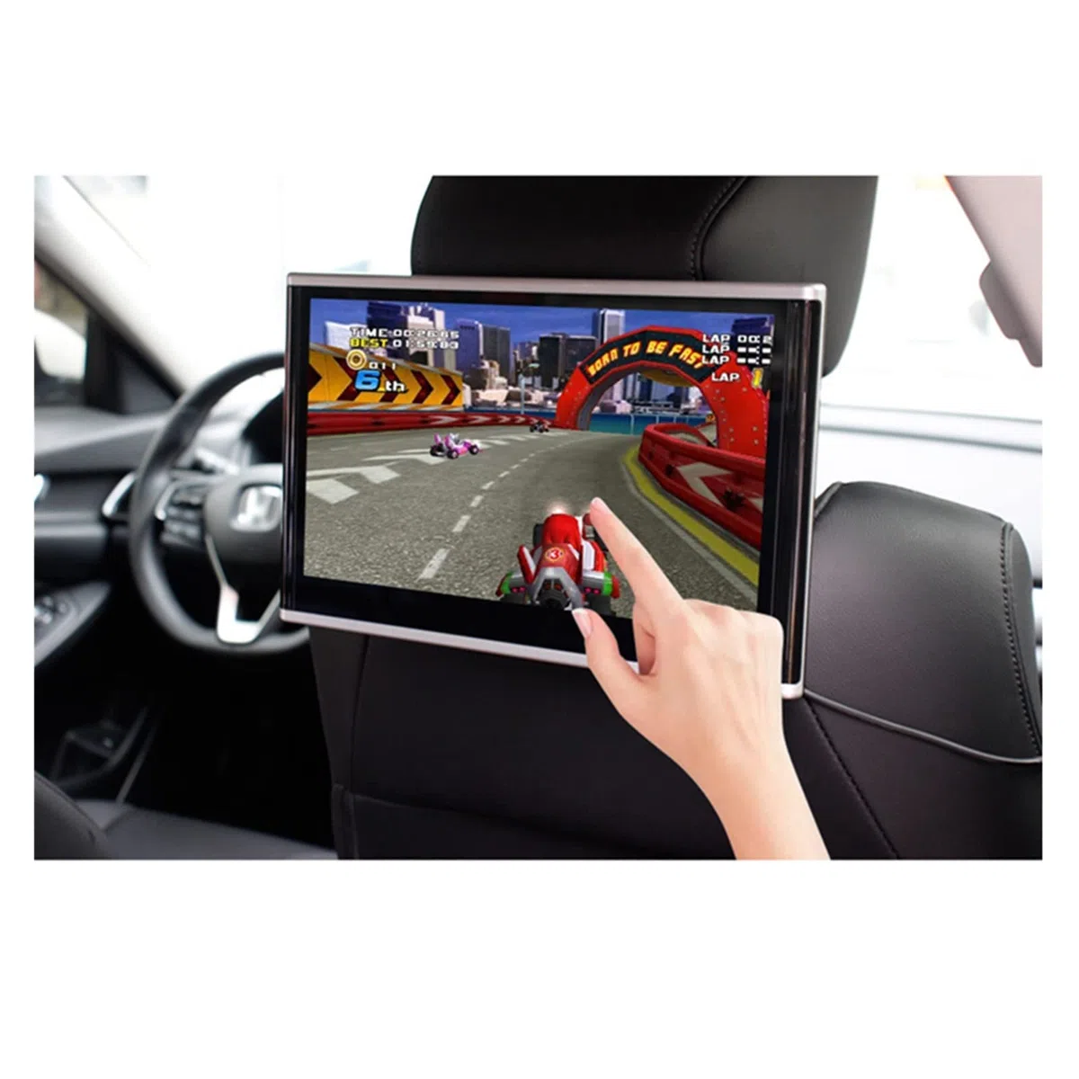 Kopfstützenmonitor 13-Zoll-IPS-Bildschirm Fahrzeuganzeige mit HDMI-Ausgang Spiegelung Rücksitz-Auto-Videoplayer(1 PCS Silver 11.6)