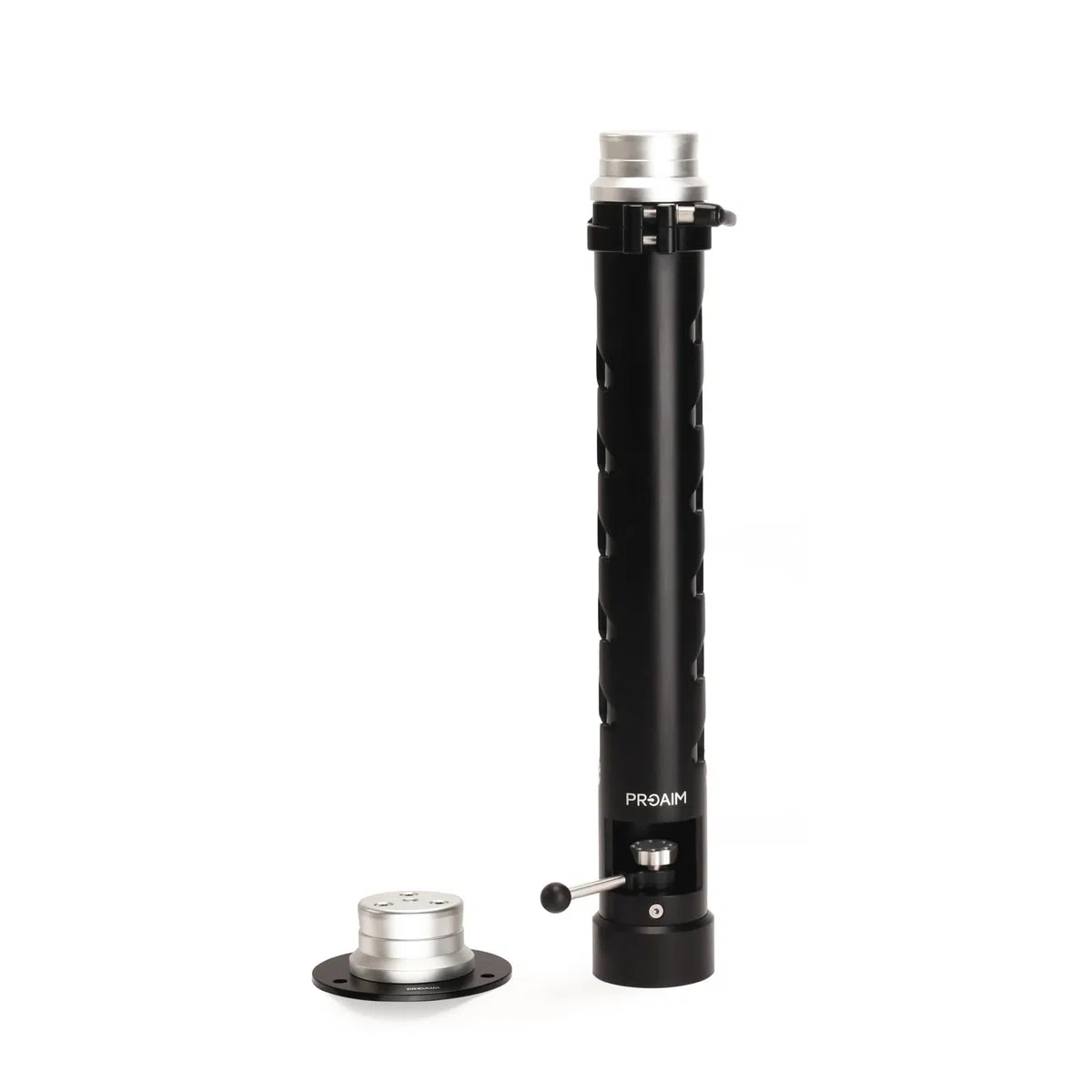 PROAIM Teleskop-Bazooka mit Quick Lock Euro/Elemac Basis + Europlatte für Heavy Dolly, Jib/Crane, Kamera rigs bis 150kg/330lb | Ausziehbar von 70-107cm/28-42” (BZ-286-00) | Aluminiumkörper mit Quick-Lock-Hebel & Ratschenhöhenknopf; oben/unten Elemac-kompa