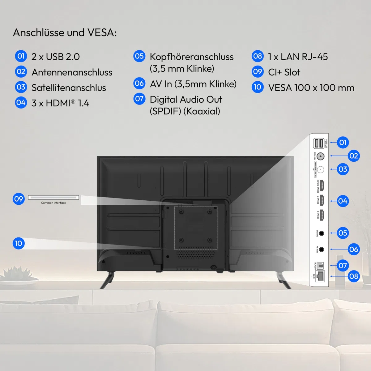 MEDION 59,8 cm (24 Zoll) HD Fernseher (VIDAA, Smart TV, Prime Video, PVR, HD Triple Tuner, MD 824102)