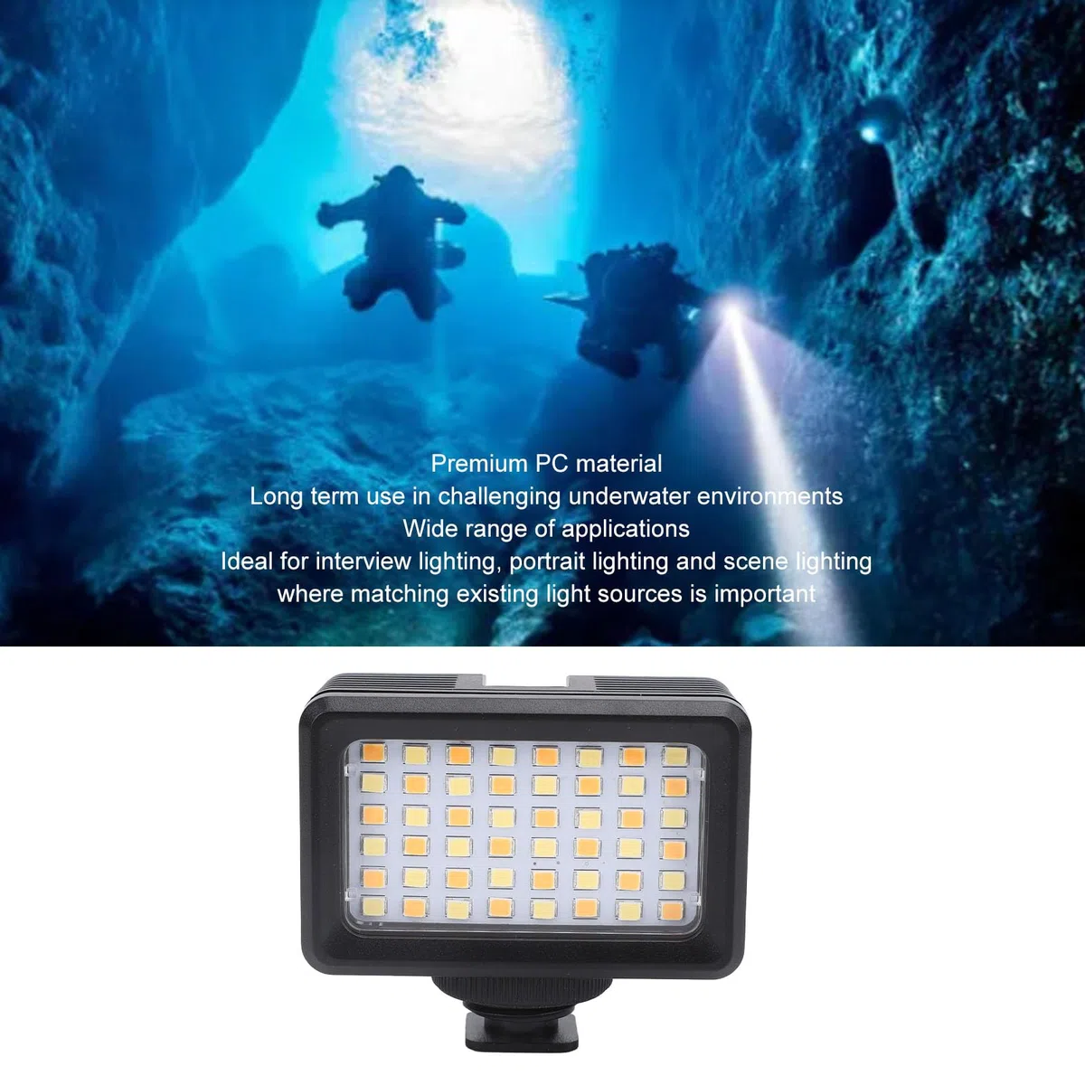 LED-Kameraleuchte, 40 M, Wasserdicht, 2700 K Bis 5600 K, Unterwasserbeleuchtung, Tauchleuchte, Tragbare Tauch-LED-Videoleuchte für Action-Kamera