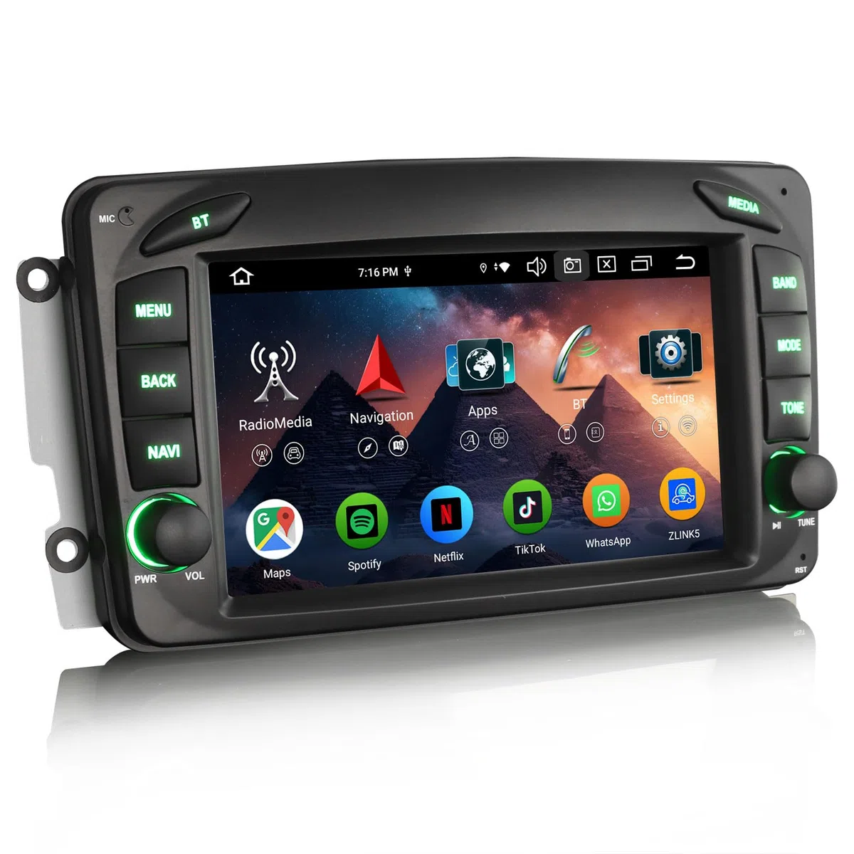 Erisin 7 Zoll 8-Kern 4GB+64GB Android 16 Autoradio Bluetooth GPS Navigation für Mercedes A/C/G Klasse CLK W203 W209 W463 W168 Viano Vito W639 CarPlay Android Auto WiFi 4G DSP DAB+ RDS FM USB Canbus