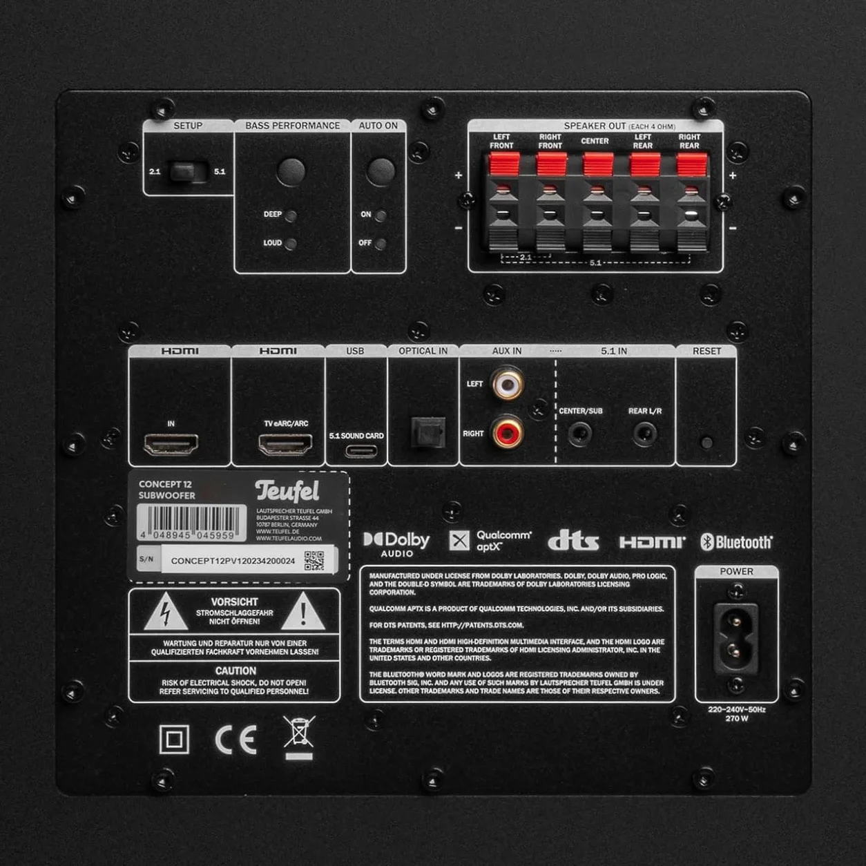 Teufel CONSONO 25 Concept Power Edition - 5.1 Soundsystem, Komplettsystem Heimkino mit integriertem AV-Receiver, Bluetooth, Dolby Audio, USB-C-Soundkartenfunktion, HDMI ARC CEC