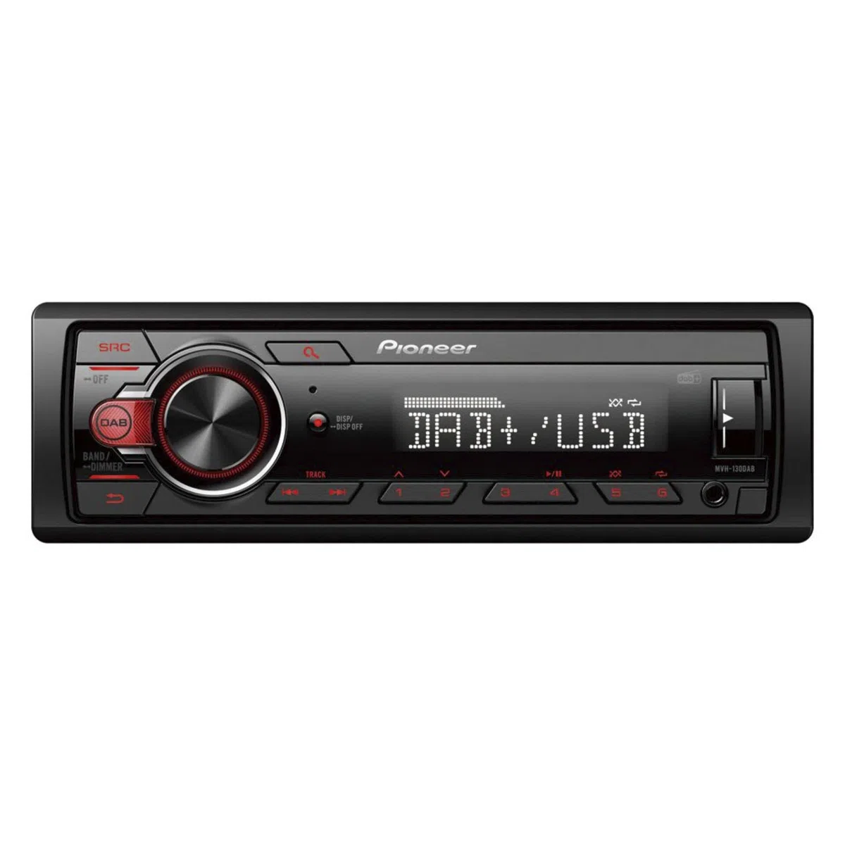 Pioneer MVH-130DAB-AN, 1-DIN-Autoradio mit RDS und DAB+, USB, AUX-Eingang, geringe Einbautiefe, inklusive DAB-Antenne