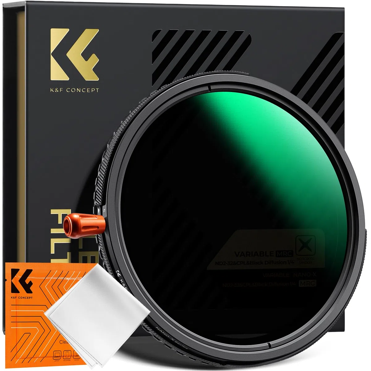 K&F CONCEPT 82mm Variabler ND2-32 (1-5 Blendenstufen)&Polfilter(CPL Filter)& Black Mist 1/4 Filter, 3 IN 1 Multi-Funktionen HD Bild mit Multi Beschichtungen für Videos & Porträts（Nano Xcel）
