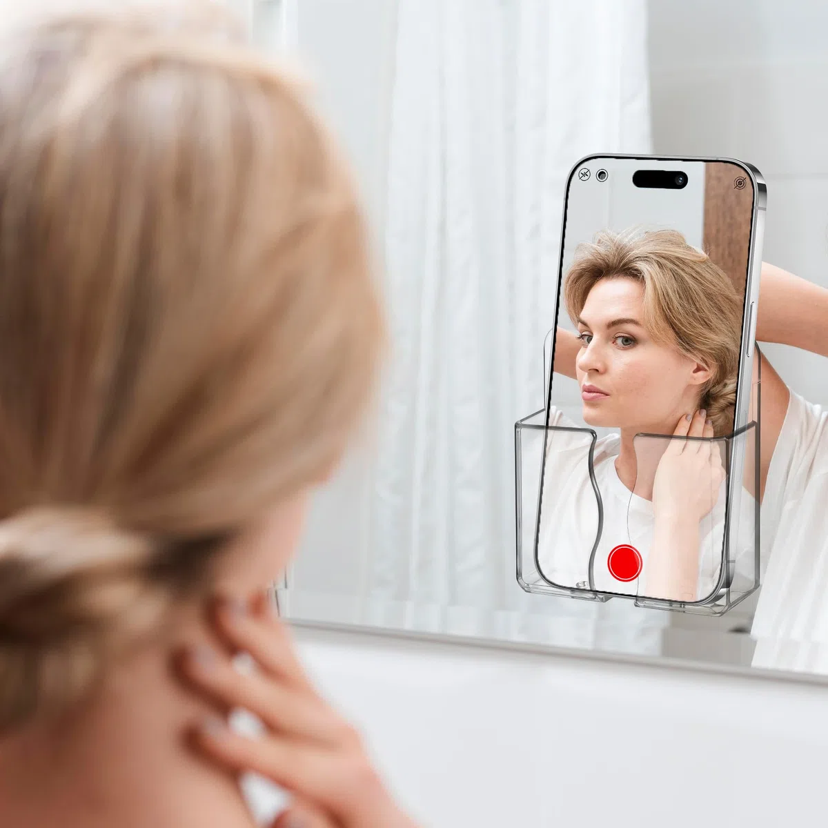 Ymapinc 2 Stück Transparente Handyhalterung Wand, Universal Wandhalterung Handy mit Ladeloch Selbstklebend Fernbedienung Handyhalter Wand für meisten Mobiltelefone(9.2x2.7x10.5cm)