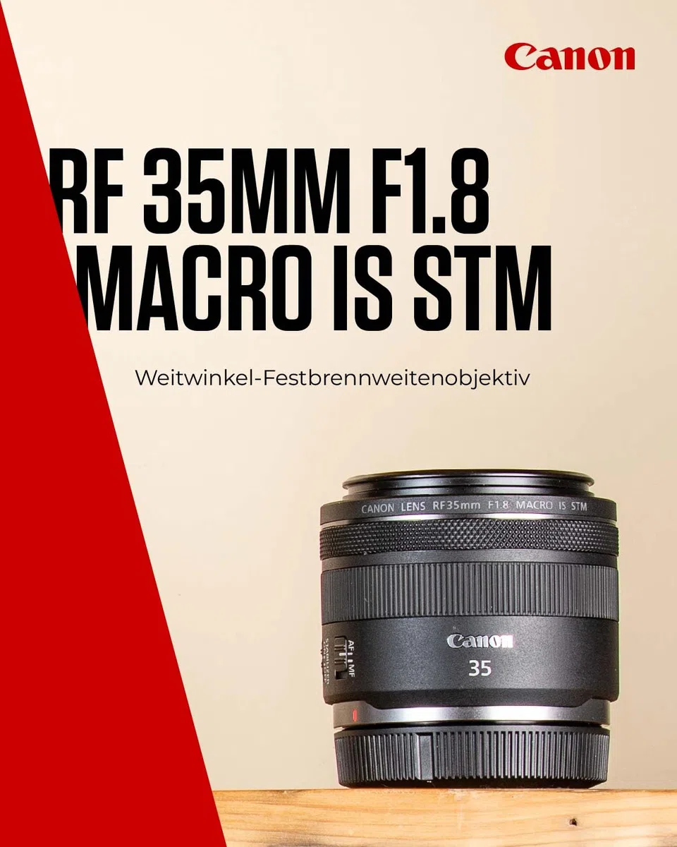 Canon RF Objektiv 35mm F1.8 MACRO IS STM, Weitwinkel-Festbrennweite mit 5-Stufen-Stabilisator für Street, Reisen & Makro | Kompatibel mit EOS R System