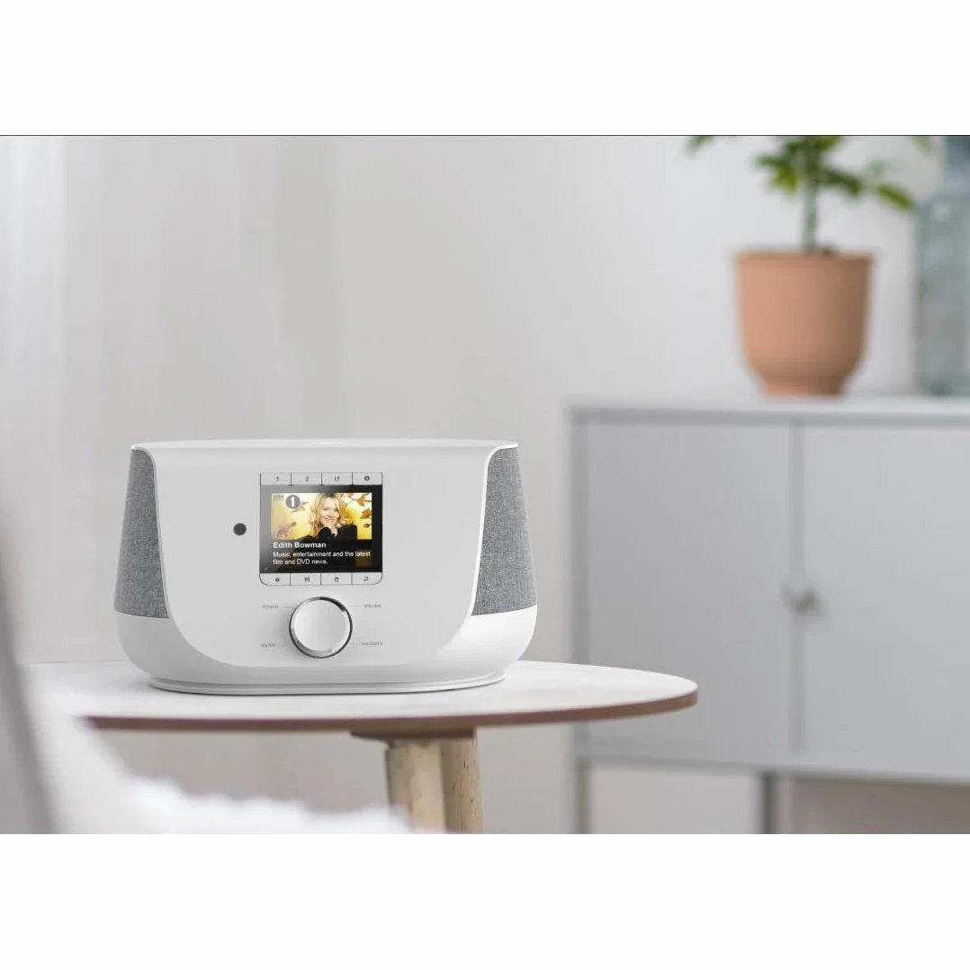 Hama DAB+ Digitalradio Internetradio (Smart Radio mit 2-Wege-Lautsprecher & Handy-Ladefunktion, WLAN/DAB/DAB+/FM, Bluetooth/Spotify Streaming, Stationstasten, Radio-Wecker, App) in Weiß