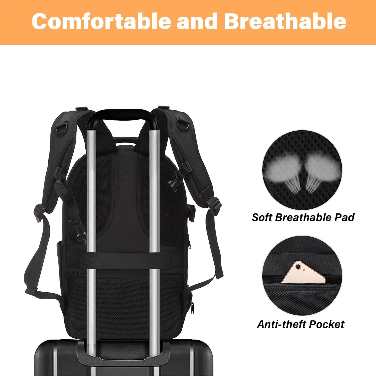 MOSISO Kamera Rucksack, DSLR/SLR/Spiegellos Photographie Kameratasche Wasserdicht Künstlerisch Geometrisch Case mit Stativhalterung&15-16 Zoll Laptop Fach Kompatibel mit Canon/Nikon/Sony, Schwarz