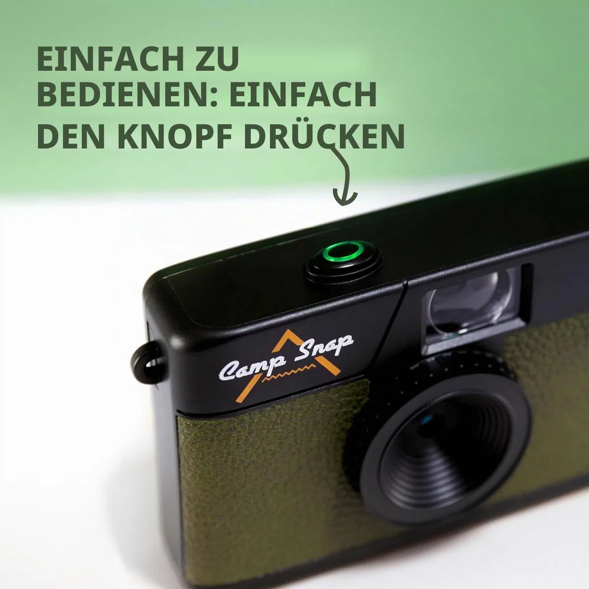 CampSnap Digitale Kompaktkamera ohne Bildschirm - Speicher für 2000 Fotos - 8M Pixel - Wiederaufladbare Batterie - Vintage - Grün