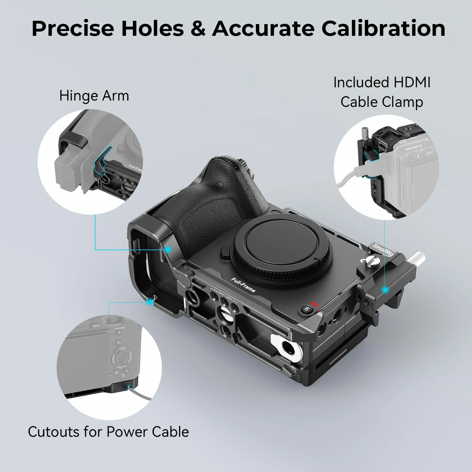 SMALLRIG Cage für Sony FX30 FX3 mit HDMI-Kabelklemme, Klassisch Hellschwarze Oberfläche, Inklusive Kaltschuh und NATO-Schiene, Modulares Design, Kompatibel mit Original-XLR-Griff - 4183B