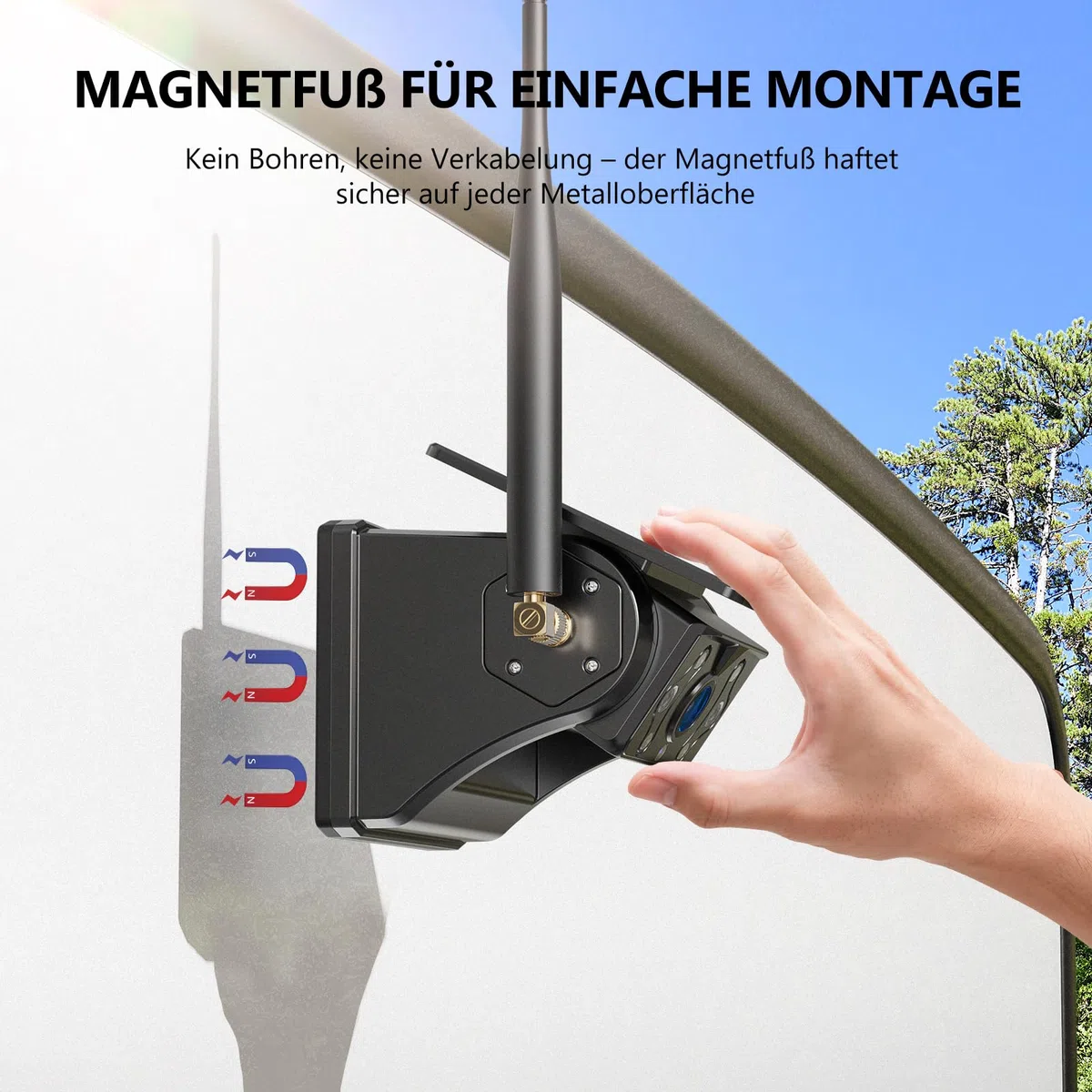 eRapta Magnetisch Solar Rückfahrkamera Kabellos mit 7" 1080P Touchscreen Monitor: 12000mAh Akku, 1 Min DIY Installation, IP69K Wasserdicht Rückfahrkameras für Wohnmobil Wohnwagen Anhänger LKW