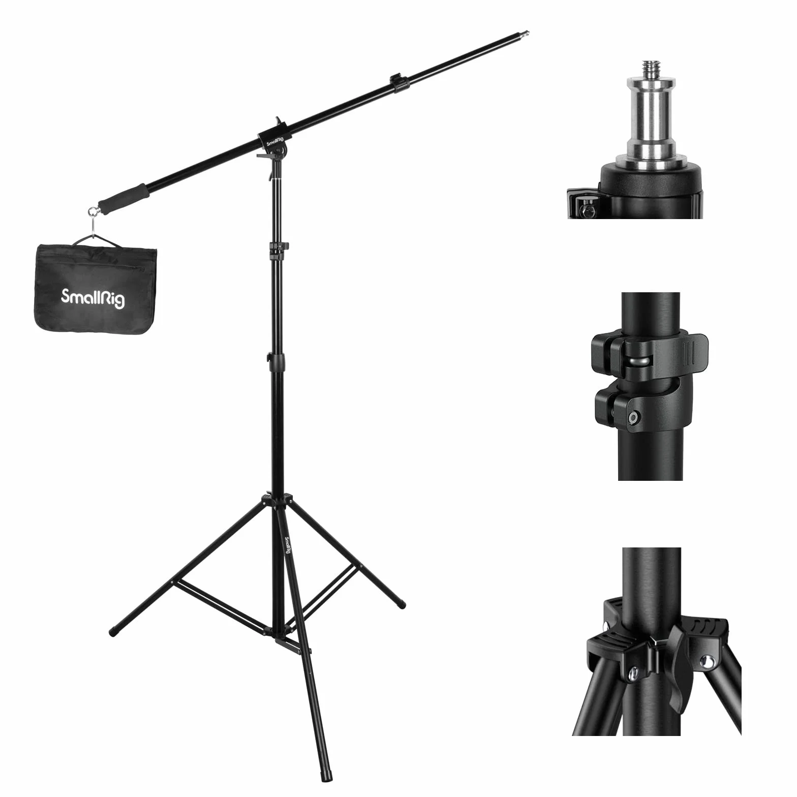 SMALLRIG Aluminium Lichtstativ 110"/9.2ft/280cm, mit 170cm Haltearm, luftgepolstertes Fotografie-Stativ mit 1/4"-Schraube für Softbox, Studiolicht, Ringlicht, max. Belastung 5kg, RA-S280A - 3737
