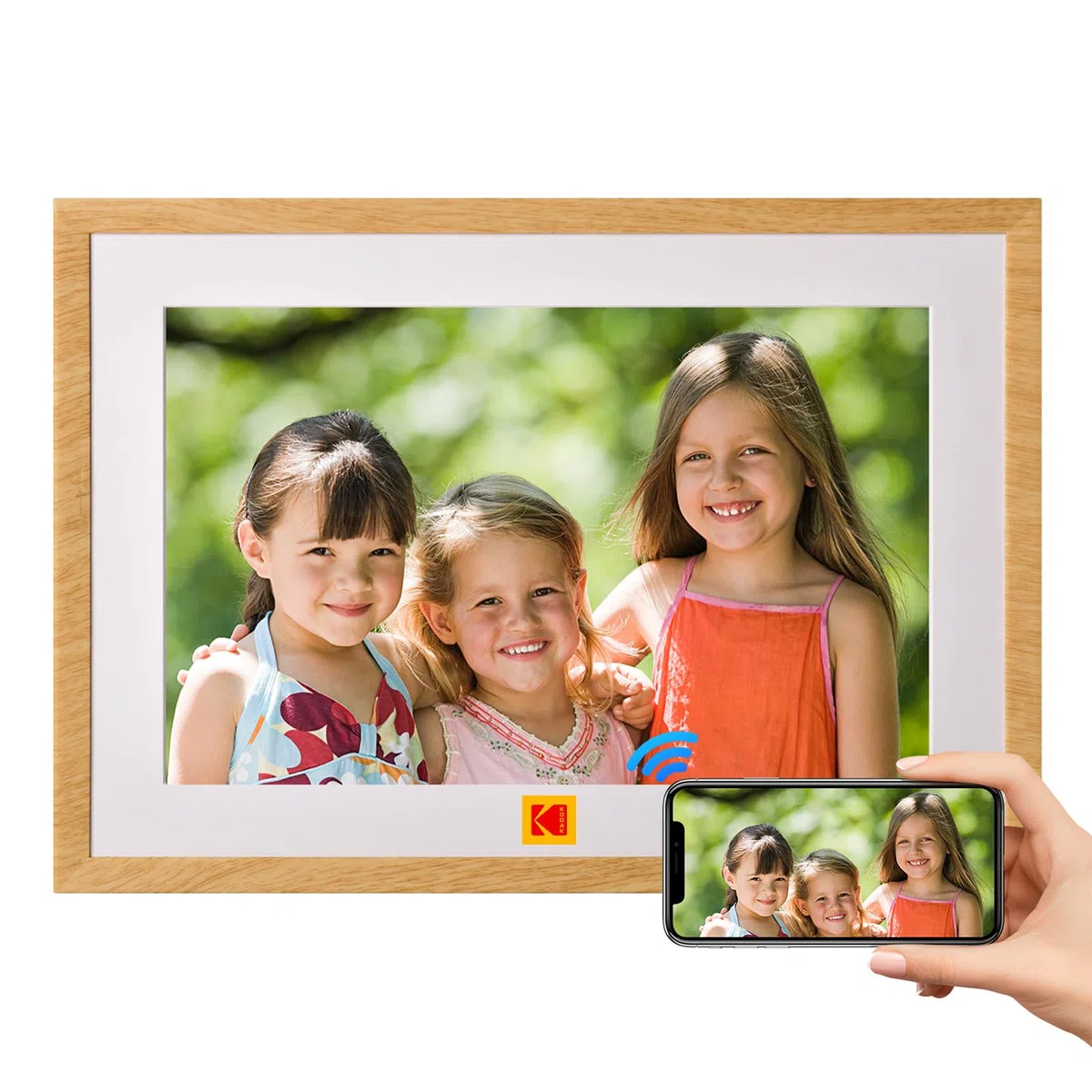 KODAK Digitaler Bilderrahmen 10 Zoll mit 4000mAh Li-Akku, WLAN Digitale Fotorahmen mit 32GB Speicher, IPS HD Touchscreen, Auto-Rotat, Elektronischer Bilderrahmen Teilen Sie Fotos und Videos
