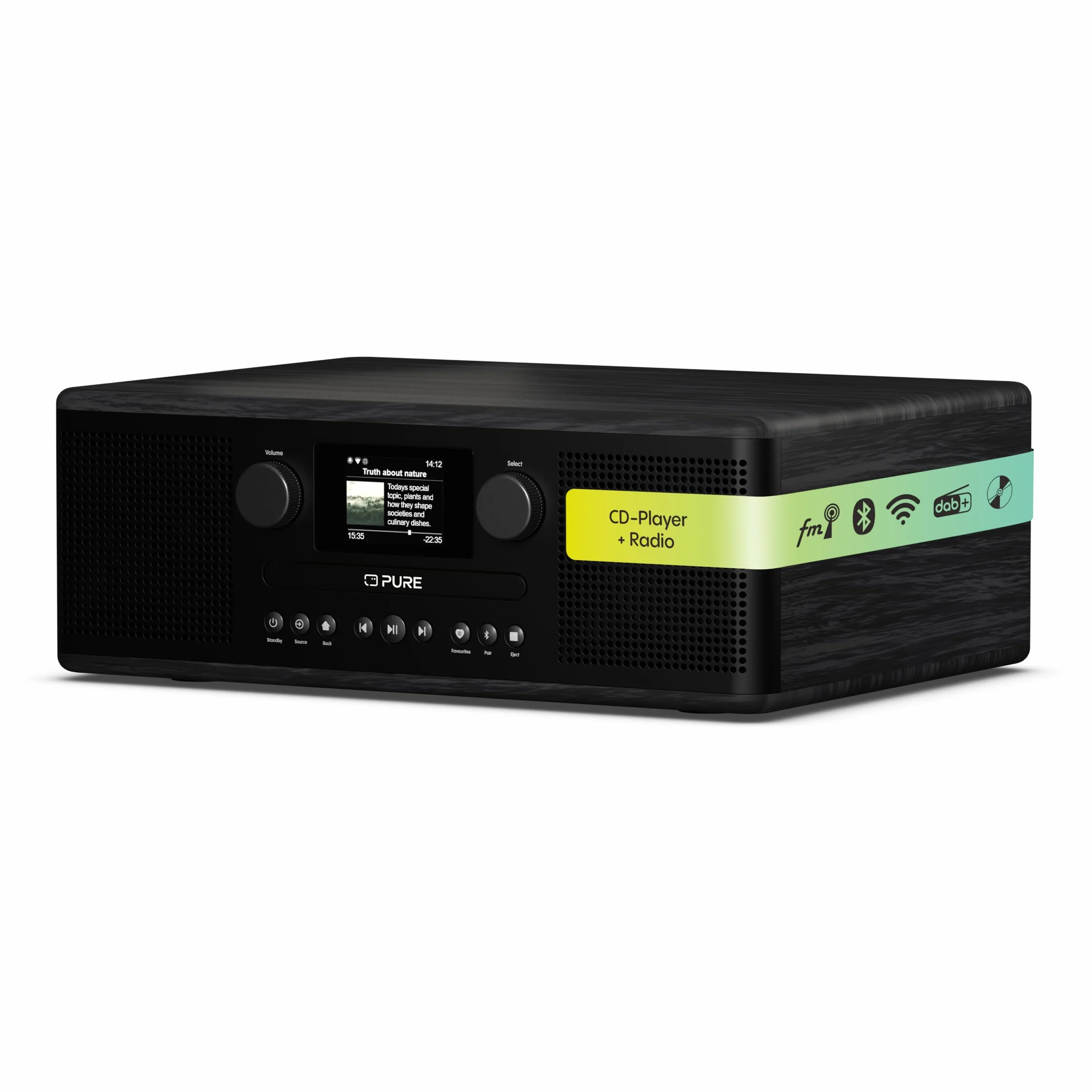 Pure Classic C-D6i – All-in-One Internetradio mit WLAN, DAB+/FM, Bluetooth 5.3, CD-Player, USB, AUX, 150 Speicherplätze, 2X 15W Stereo-Sound, Farbdisplay, Wecker & Sleep-Timer – Schwarz