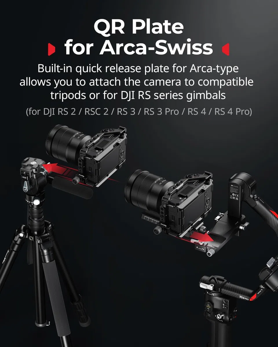 SMALLRIG ZV-E1 Cage-Kit mit Silikongriff und Kabelklemme für HDMI, Komplettes Kamerakäfig-Kit für Sony ZV-E1, Integrierte Schnellwechselplatte für Arca, Blitzschuhhalterungen, für DJI Mic 2 – 4257B