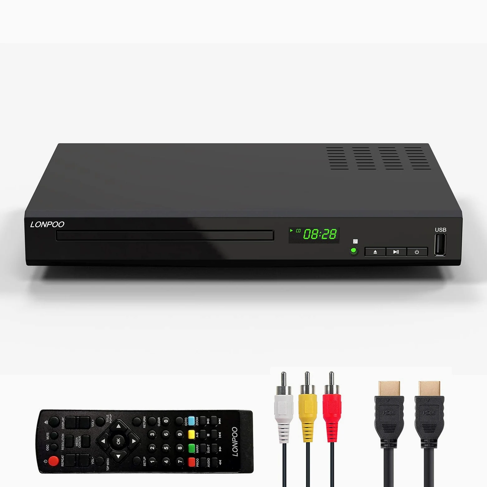 HD Blu-ray Player, Kompakter Bluray Player HDMI 1080P-DVD-Player mit HDMI-Ausgang/AV-Ausgang/Koaxialausgang, USB-Eingang, unterstützt alle DVDs und Region B / 2 Blue Ray Disc