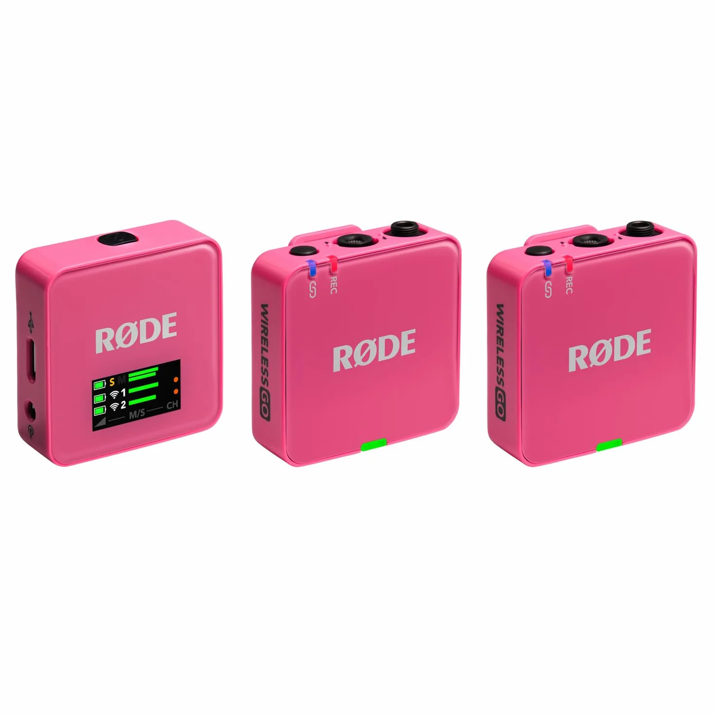 Rode Wireless GO Gen 3 Drahtloses 2-Kanal Mikrofon-Funksystem Pink mit Interview GO Handadapter Pink und keepdrum Fell-Windschutz