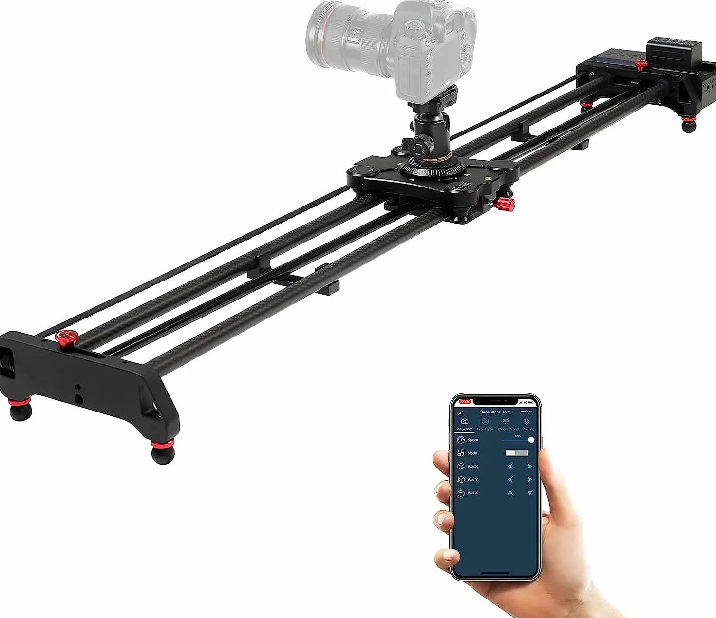 GVM Kamera Slider Motorisierter, 120cm Kamera Slider Dolly Rail mit APP Steuerung, motorisiertem Zeitraffer und Videoaufnahme Follow Focus Shot und 120-Grad-Panoramaaufnahmen, Video Schiebeschiene