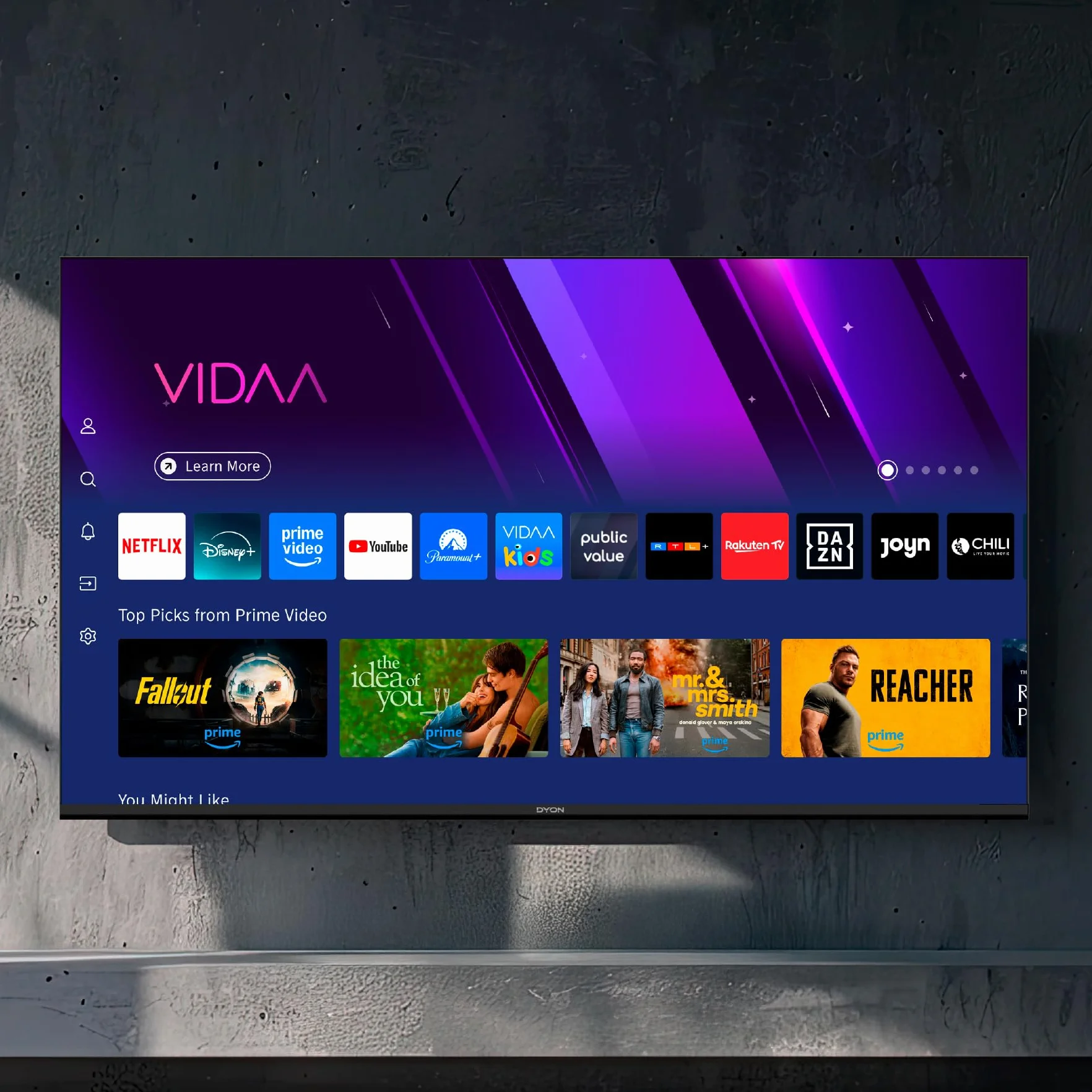 DYON Smart 43 VX - 43 Zoll (108 cm) Full-HD Smart TV mit HD Triple Tuner (DVB-C/-S2/-T2), App Store, Prime Video, Netflix, YouTube, DAZN, Disney+, waipu.TV, Hotelmodus