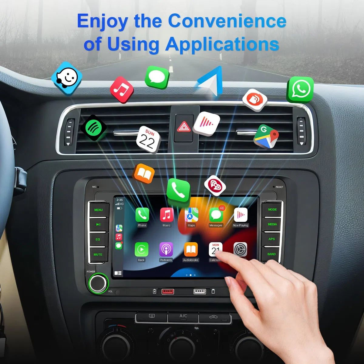 Autoradio mit Navi Bildschirm für VW Golf 5/6 Seat Passat Sharan Tiguan,7 Zoll Golf Radio mit Apple CarPlay & Android Auto Mirrorlink, VW Polo T5 Caddy Radio Bluetooth GPS SWC EQ USB FM, Linux
