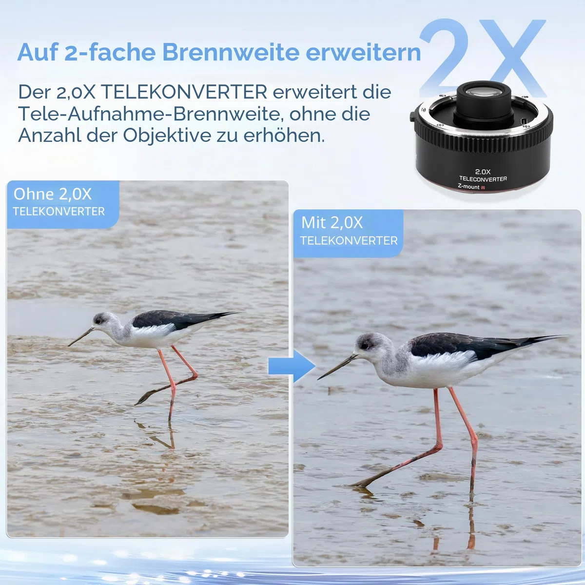 VILTROX TC-2.0X Telekonverter für Nikon Z-Mount Teleobjektiv, Autofokus-Objektiv, kompatibel mit NIKKOR Z 70-200 mm f/2.8 VR S
