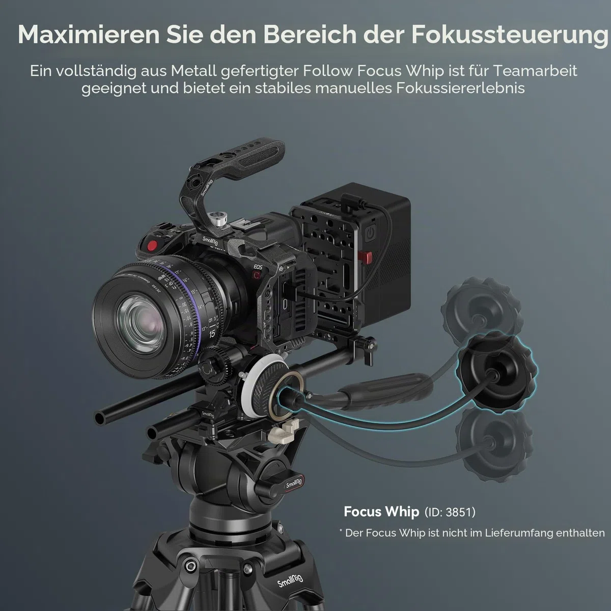 SMALLRIG Mini Follow Focus mit A/B-Anschlägen, 15mm-Stangenklemme und Aufsteckbarem Zahnriemen für DSLRS und Spiegellose Kameras, Passend für Objektive mit Durchmessern bis zu 114mm – 3010D