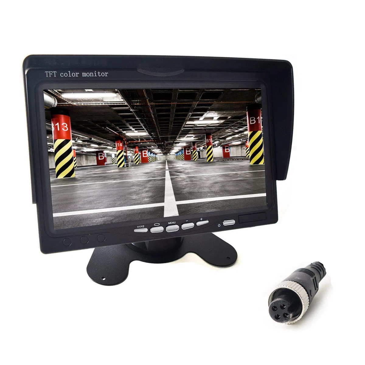 7" Auto Monitor 4-PIN Luftfahrt Stecker 2 Eingänge 800x480 HD Anti-Glare Hohe Helligkeit für 12V-24V LKW Anhänger Bus Vans Camper Fahrzeug