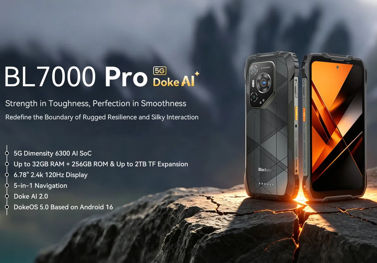 Blackview BL7000 PRO 5G Outdoor Smartphone ohne Vertrag, 32GB+256GB, 50MP AI Kamera, 3 AI-Modelle, 6,78 Zoll 2.4K Display, 7500mAh Akku, IP68 Android 16 Robustes-Handy Dual SIM NFC GPS, Orange